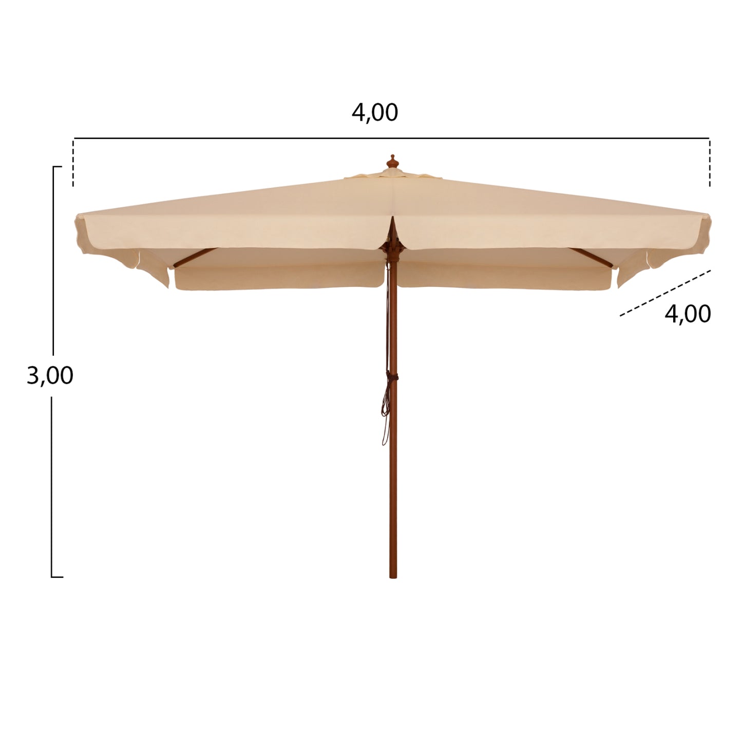 Professional Umbrella 4x4m With Wooden Frame Hm6023 Beige
