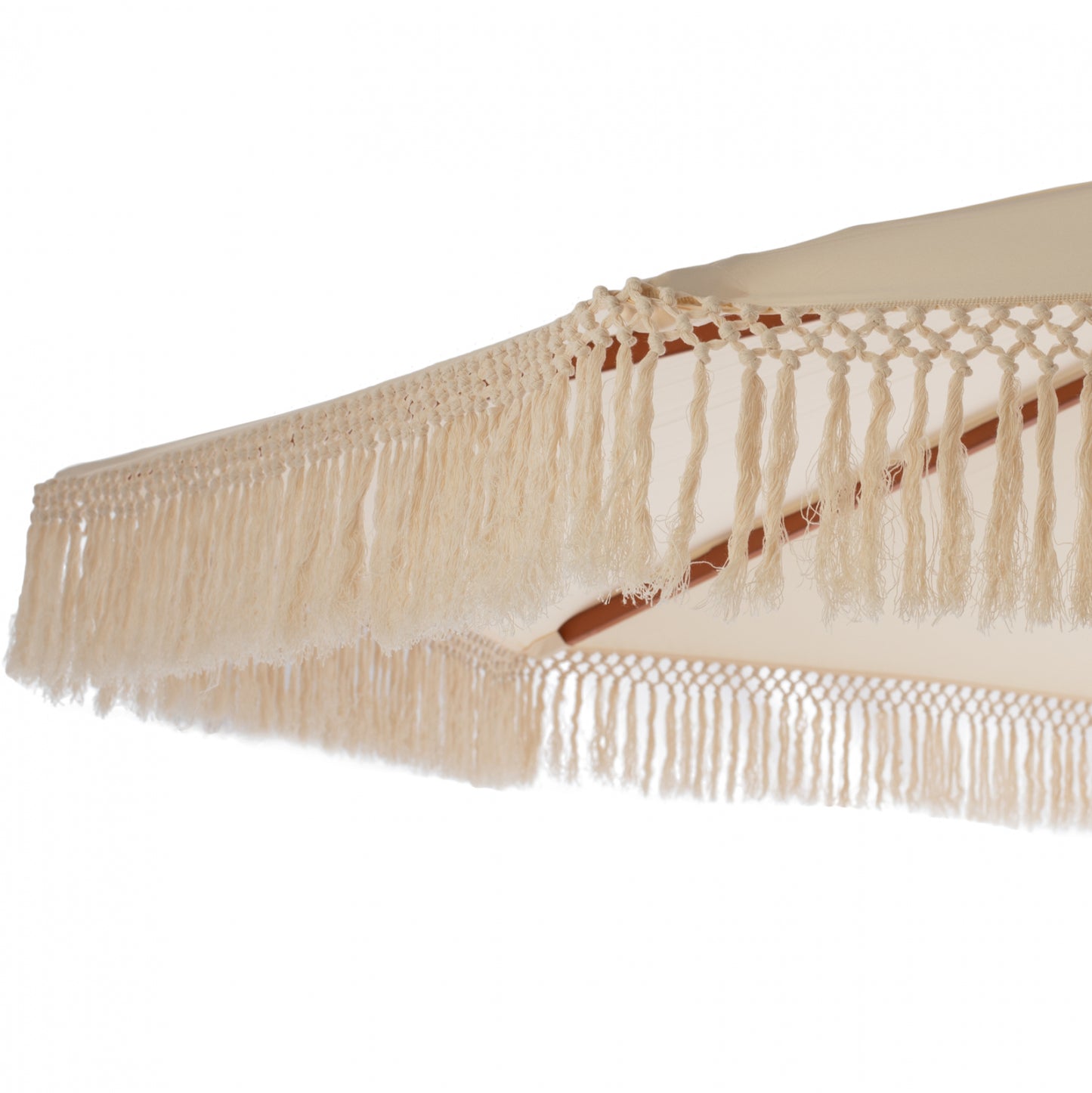Umbrella Wagner Hm5776.01 Beige Shade And Fringes-hardwood Brown Pole Φ3x2.50hm