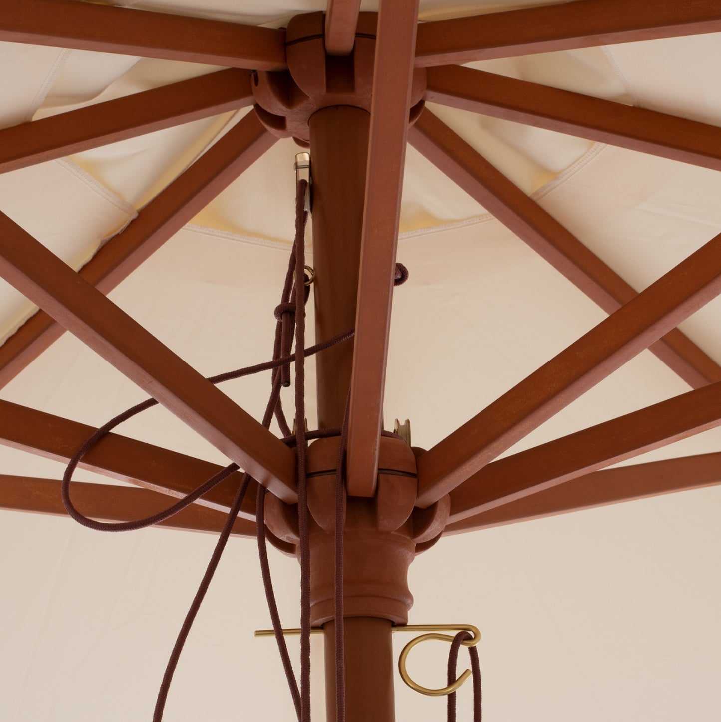 Umbrella Wagner Hm5776.01 Beige Shade And Fringes-hardwood Brown Pole Φ3x2.50hm