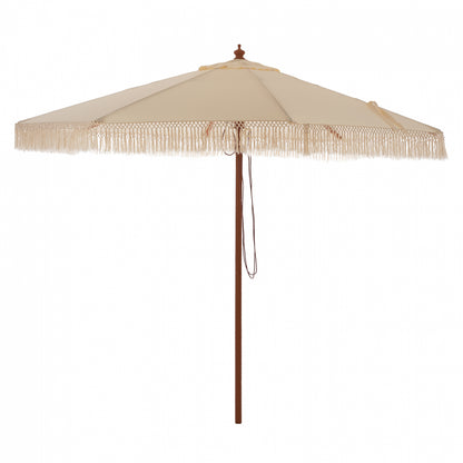 Umbrella Wagner Hm5776.01 Beige Shade And Fringes-hardwood Brown Pole Φ3x2.50hm