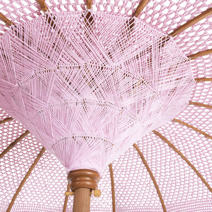 Umbrella Lux Hm6035.04 Pink Macrame Teak And Bamboo Φ200x260