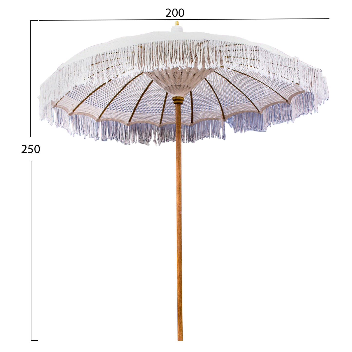 Lux Umbrella Hm6035.01 Teak Pole Beige Macrame 200x250