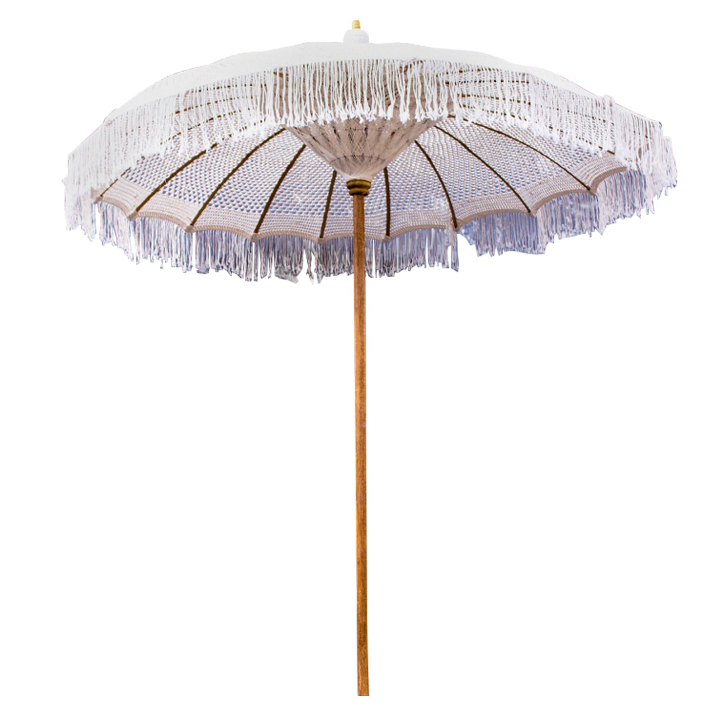 Lux Umbrella Hm6035.01 Teak Pole Beige Macrame 200x250