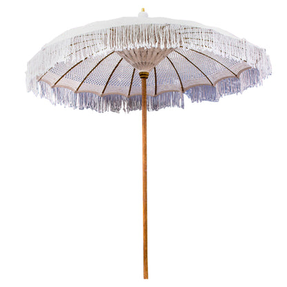 Lux Umbrella Hm6035.01 Teak Pole Beige Macrame 200x250