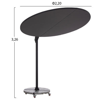 Umbrella With Ground Base Series Cannopy Hm21285.01 Aluminum & Granite--pencil Grey Color Φ2.2m