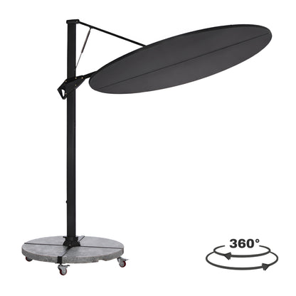 Umbrella With Ground Base Series Cannopy Hm21285.01 Aluminum & Granite--pencil Grey Color Φ2.2m