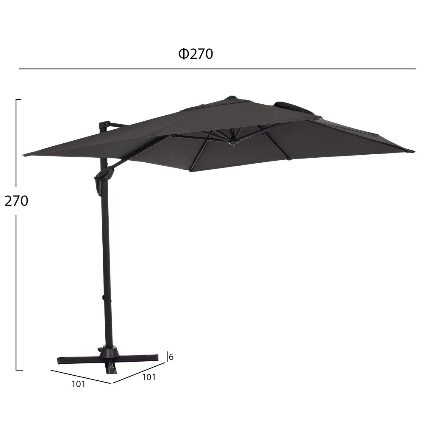 Poolside Umbrella Javante Hm6623.01 Grey Aluminum & Shade 2.7x2.7x2.7hcm.