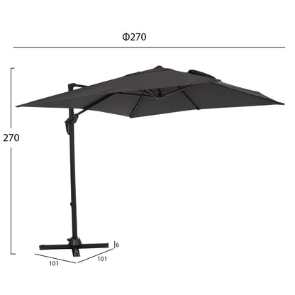 Poolside Umbrella Javante Hm6623.01 Grey Aluminum & Shade 2.7x2.7x2.7hcm.
