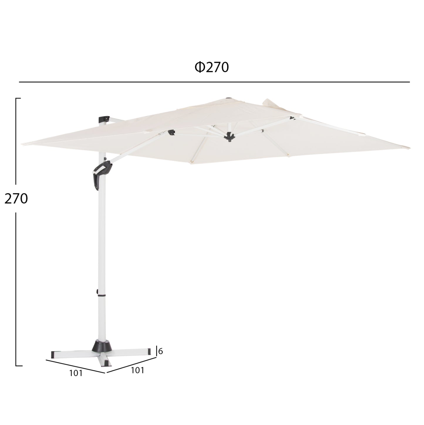Poolside Umbrella Javante Hm6623.02 White Aluminum & Shade 2.7x2.7x2.7hcm.