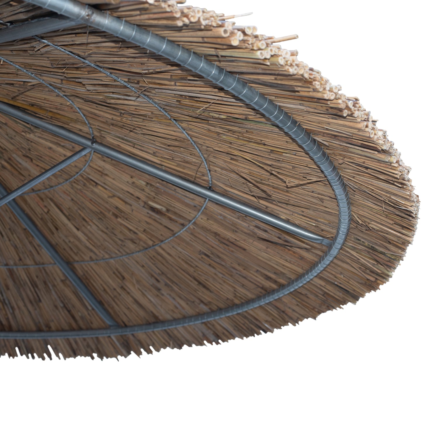 Umbrella With Straw Wooden Pole And Support Beams Φ216x270h.hm5896