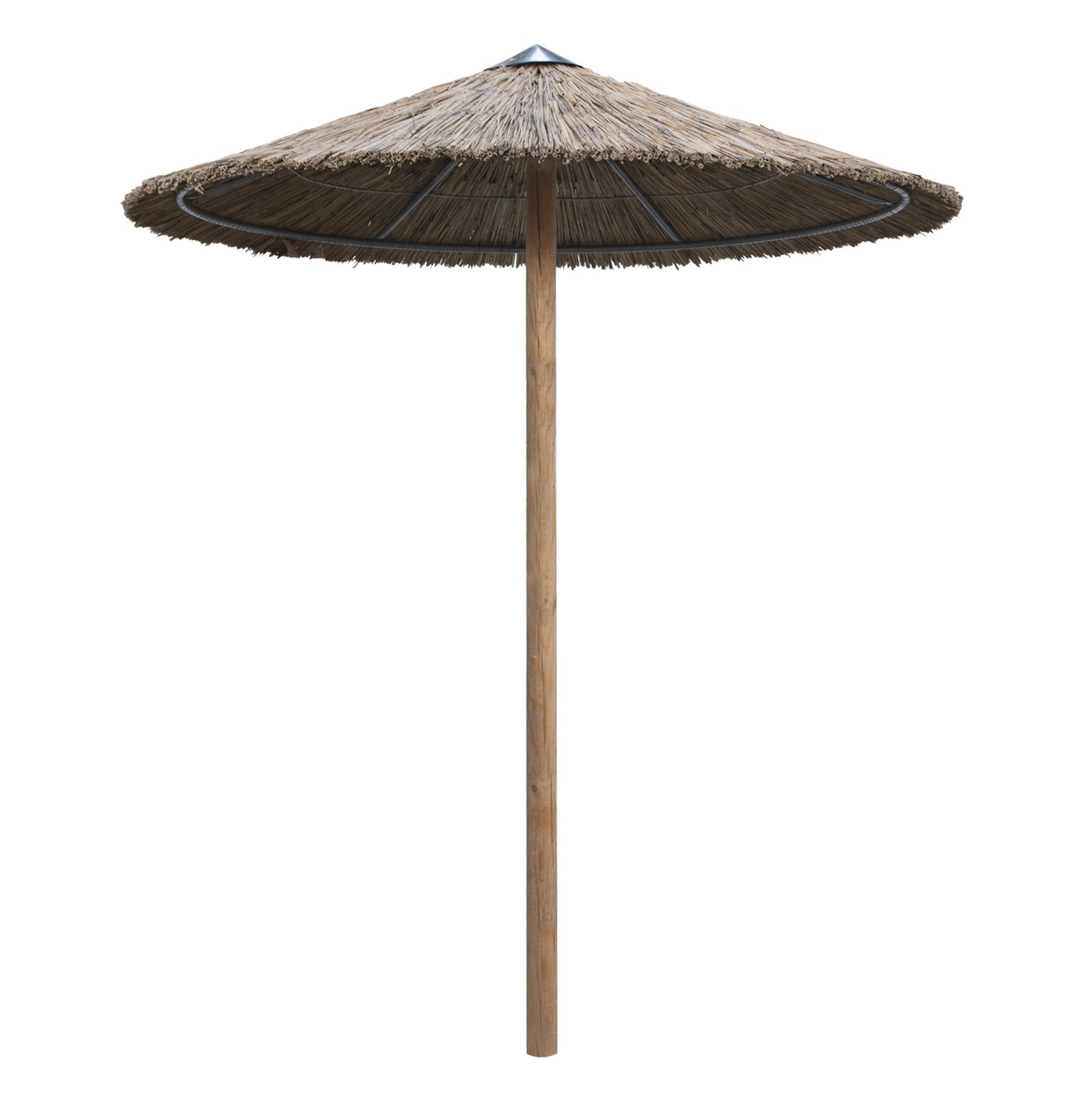 Umbrella With Straw Wooden Pole And Support Beams Φ216x270h.hm5896