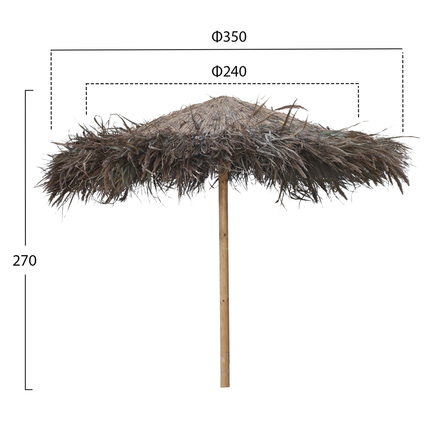 Beach Umbrella Tropical With Support Beams Φ240x270hcm.hm5897