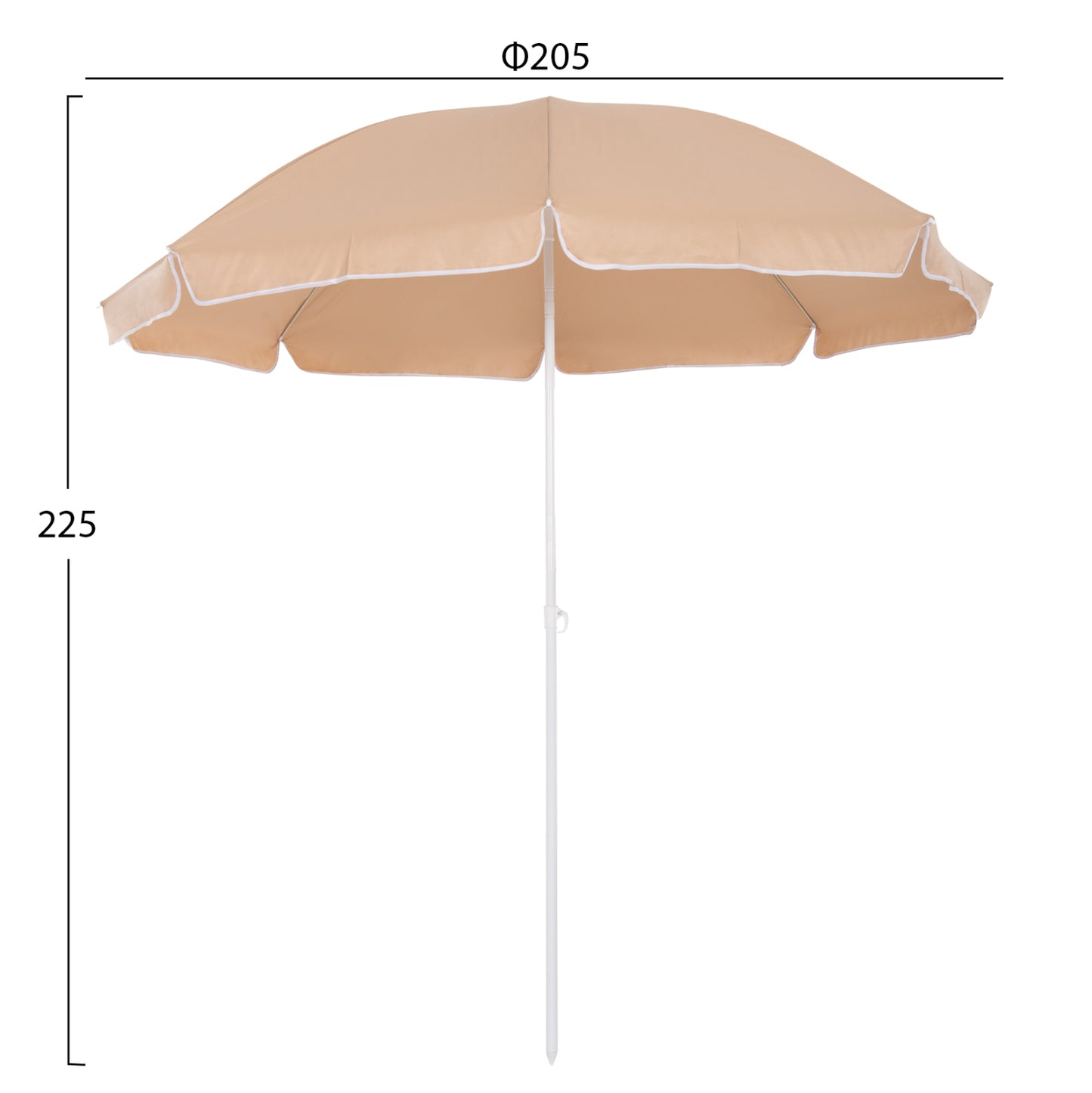 Beach Umbrella With 8 Fiberglass Spokes 2.00m Hm6015.04 Mocha Color-white Pole