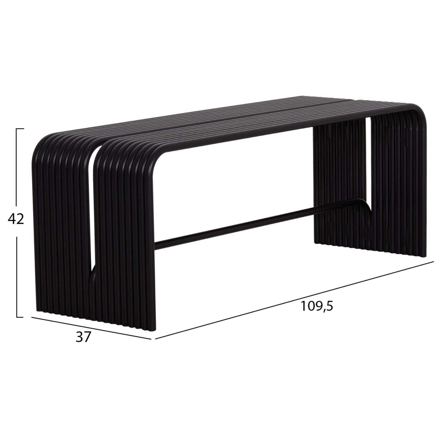 Bench 2-seater Series Intrepid Hm6327.01 Aluminum In Black 109,5x37x42hcm.