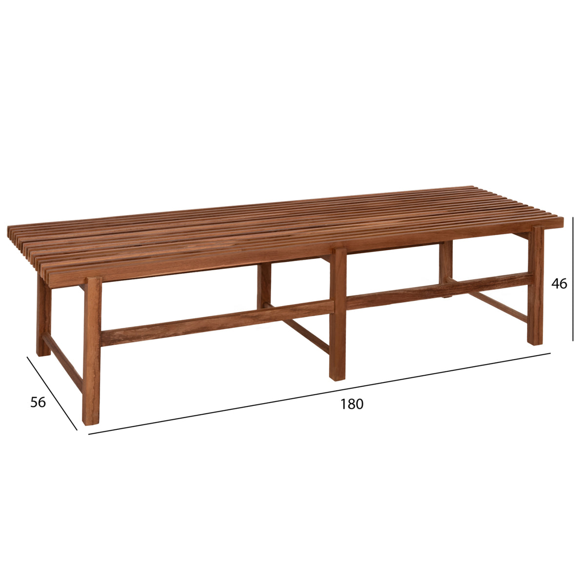 Bench 3-seater Kron Hm9537 Teak Wood In Natural Color 180x56x46hcm.