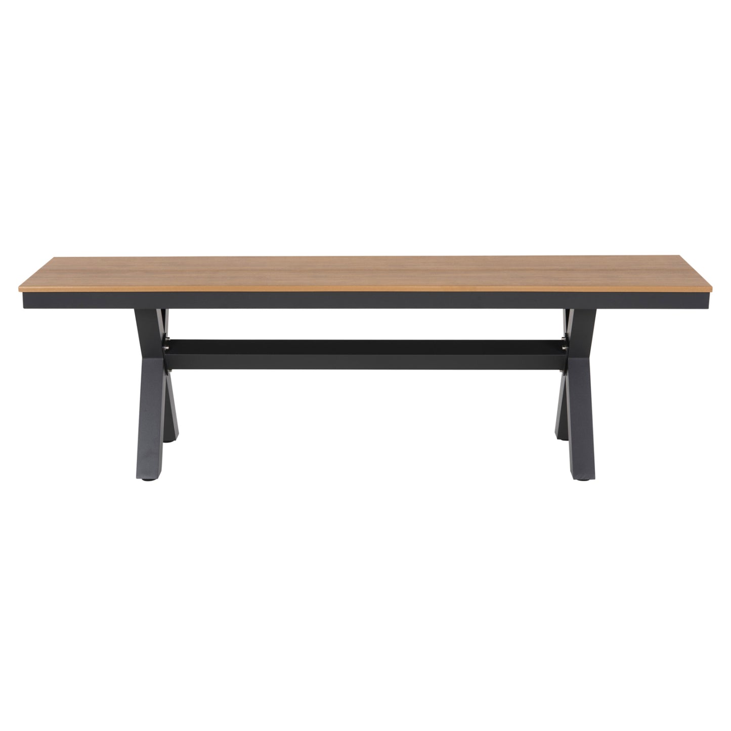 Aluminum Bench Tawnee Hm6038.01 Anthracite With Polywood Seat In Natural Wood Color 150x36x45hcm.
