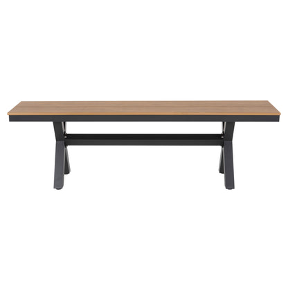 Aluminum Bench Tawnee Hm6038.01 Anthracite With Polywood Seat In Natural Wood Color 150x36x45hcm.