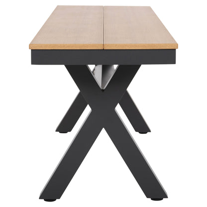Aluminum Bench Tawnee Hm6038.01 Anthracite With Polywood Seat In Natural Wood Color 150x36x45hcm.