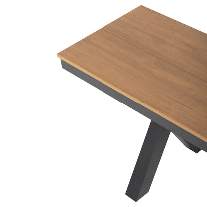 Aluminum Bench Tawnee Hm6038.01 Anthracite With Polywood Seat In Natural Wood Color 150x36x45hcm.