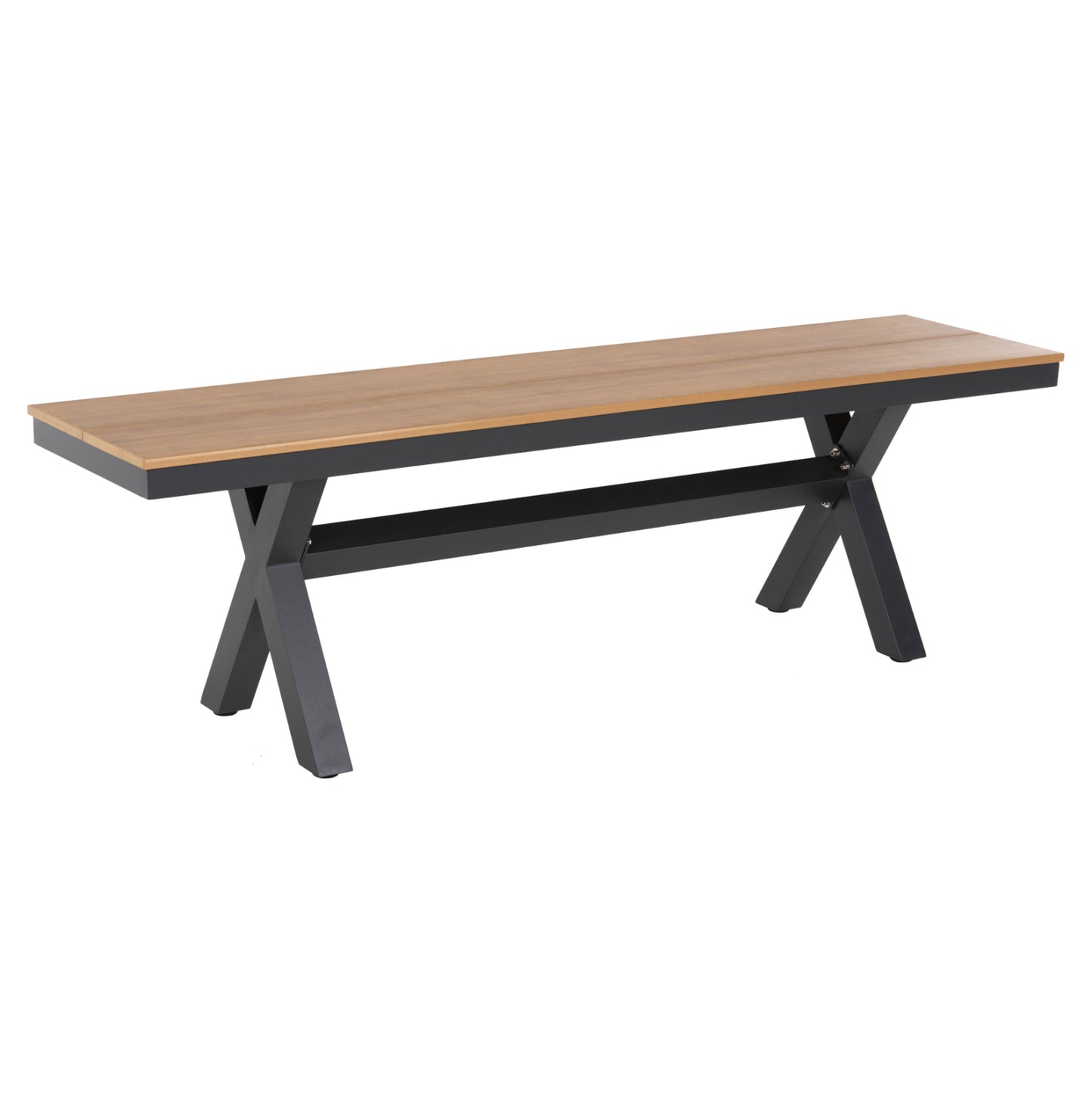 Aluminum Bench Tawnee Hm6038.01 Anthracite With Polywood Seat In Natural Wood Color 150x36x45hcm.