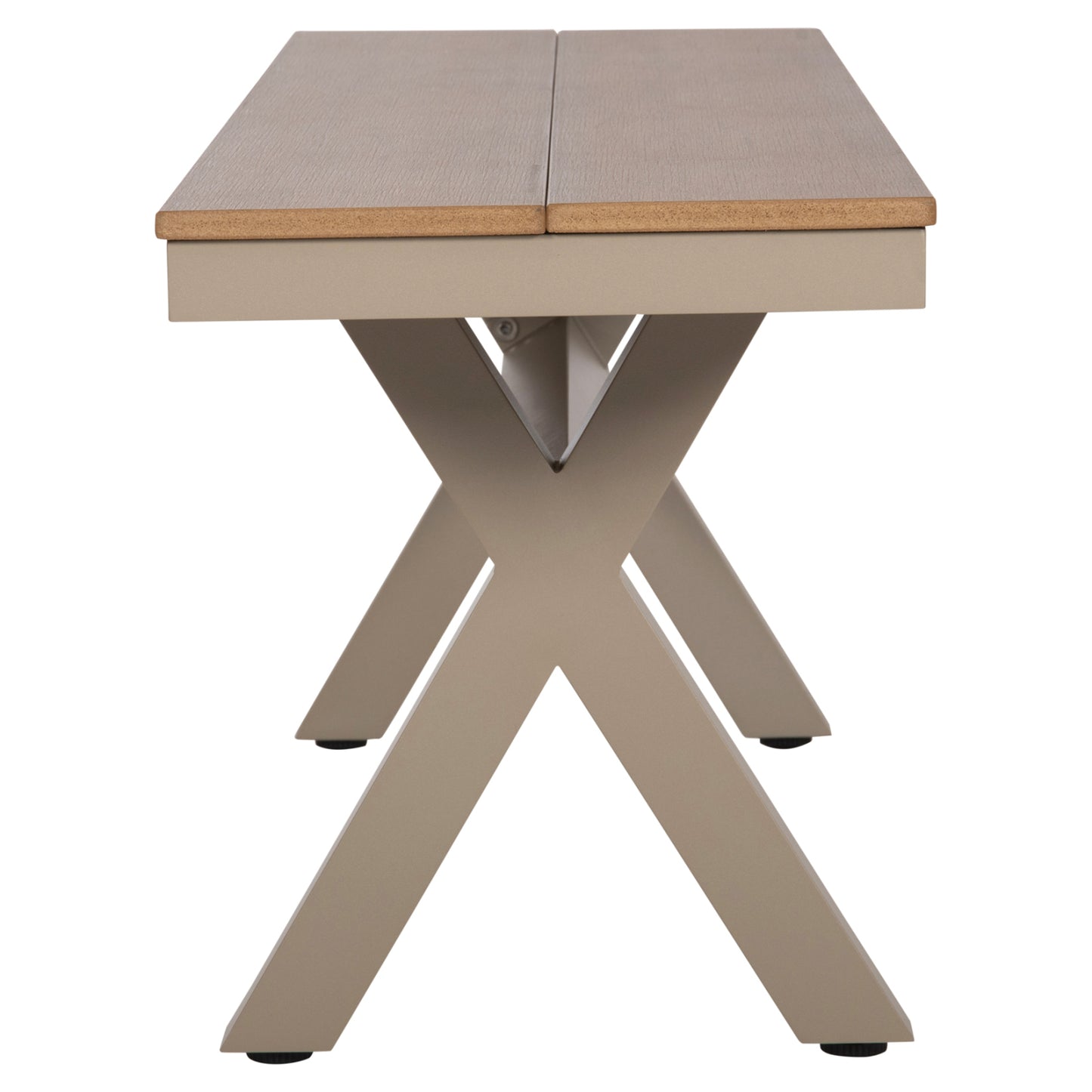 Aluminum Bench Tawnee Hm6038.04 Champagne Color- Polywood Seat In Natural Wood Color 150x36x45hcm.