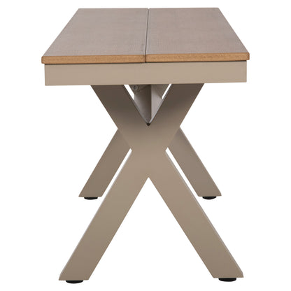 Aluminum Bench Tawnee Hm6038.04 Champagne Color- Polywood Seat In Natural Wood Color 150x36x45hcm.