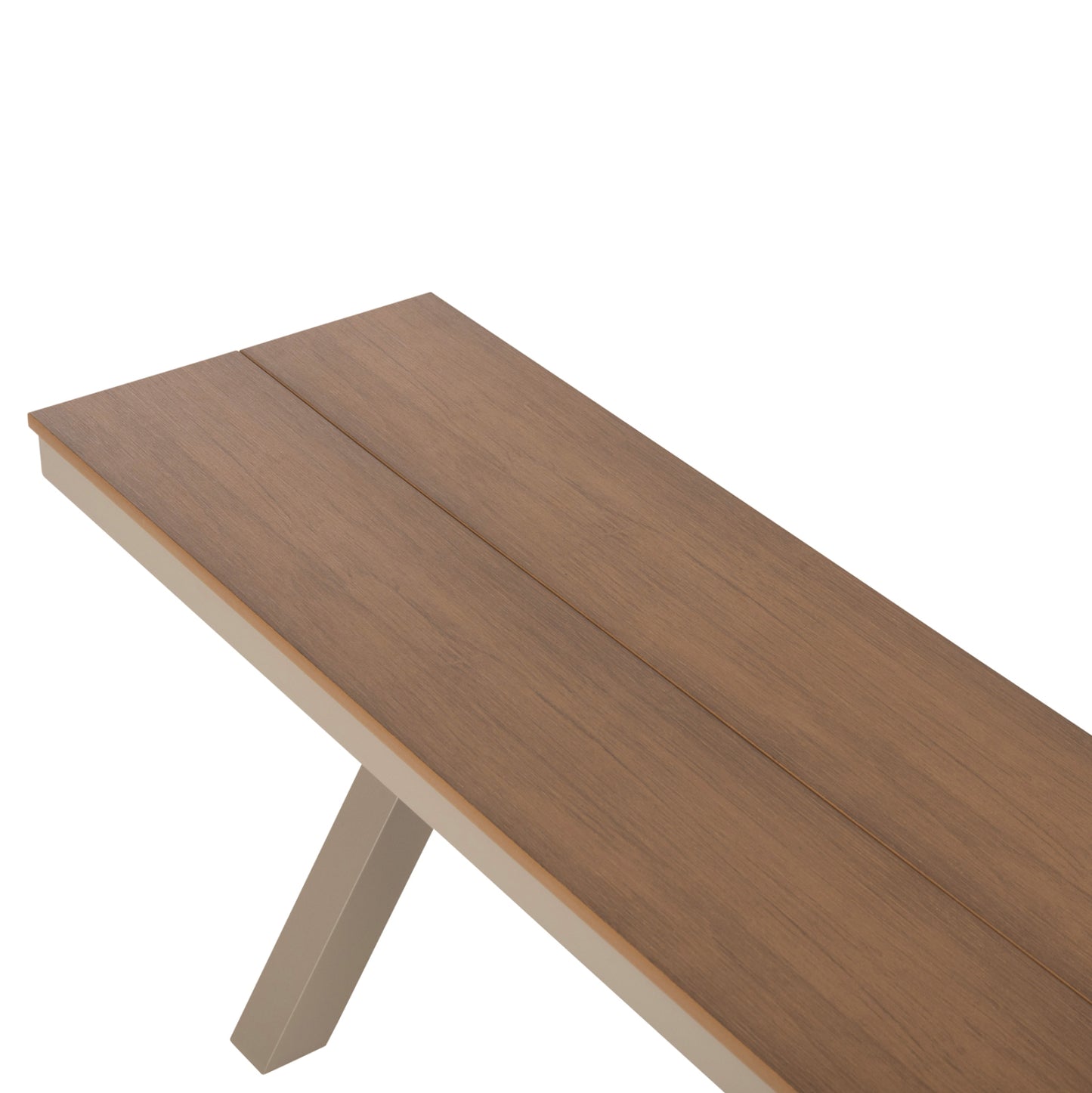 Aluminum Bench Tawnee Hm6038.04 Champagne Color- Polywood Seat In Natural Wood Color 150x36x45hcm.