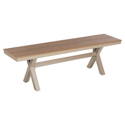 Aluminum Bench Tawnee Hm6038.04 Champagne Color- Polywood Seat In Natural Wood Color 150x36x45hcm.