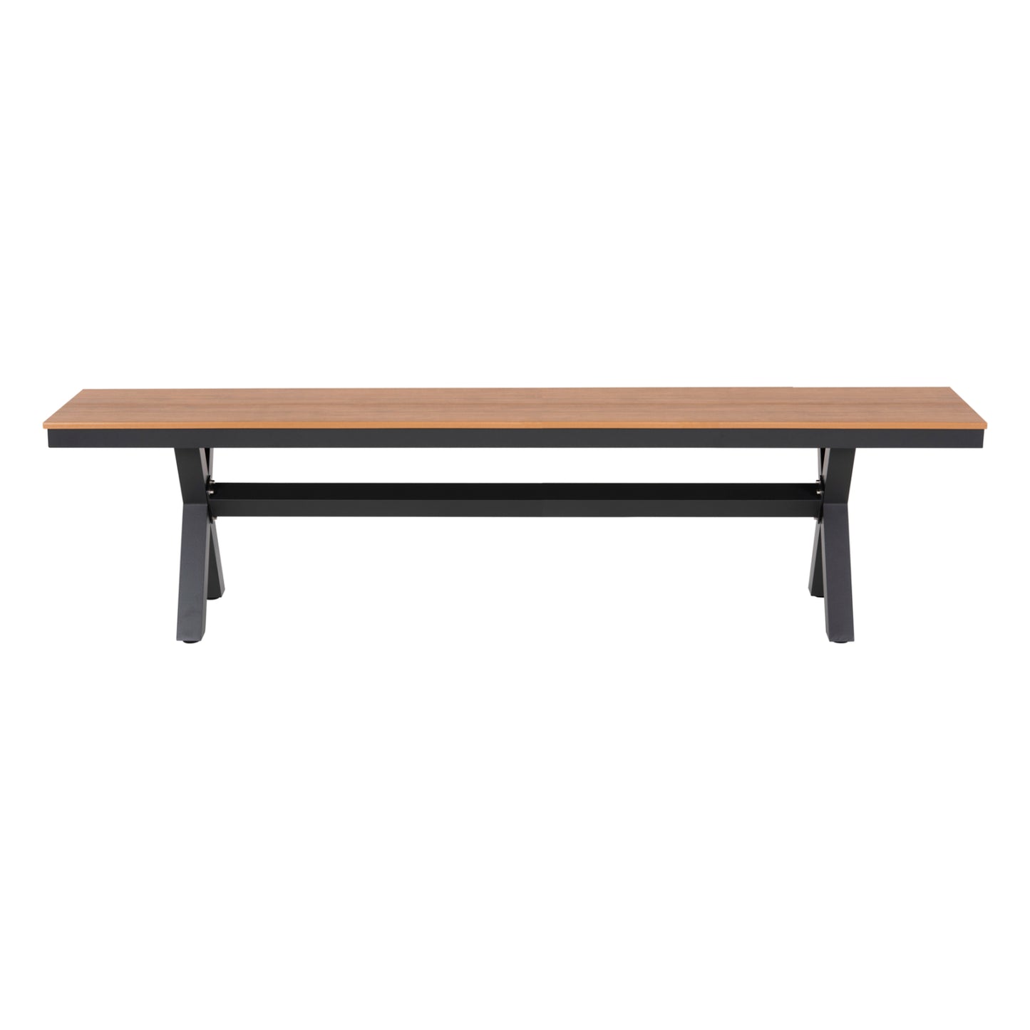 Aluminum Bench Tawnee Hm6040.01 Anthracite- Polywood Seat In Natural Wood Color 220x36x44,5hcm.