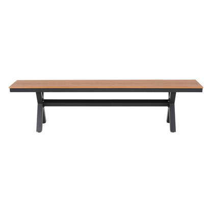 Aluminum Bench Tawnee Hm6040.01 Anthracite- Polywood Seat In Natural Wood Color 220x36x44,5hcm.
