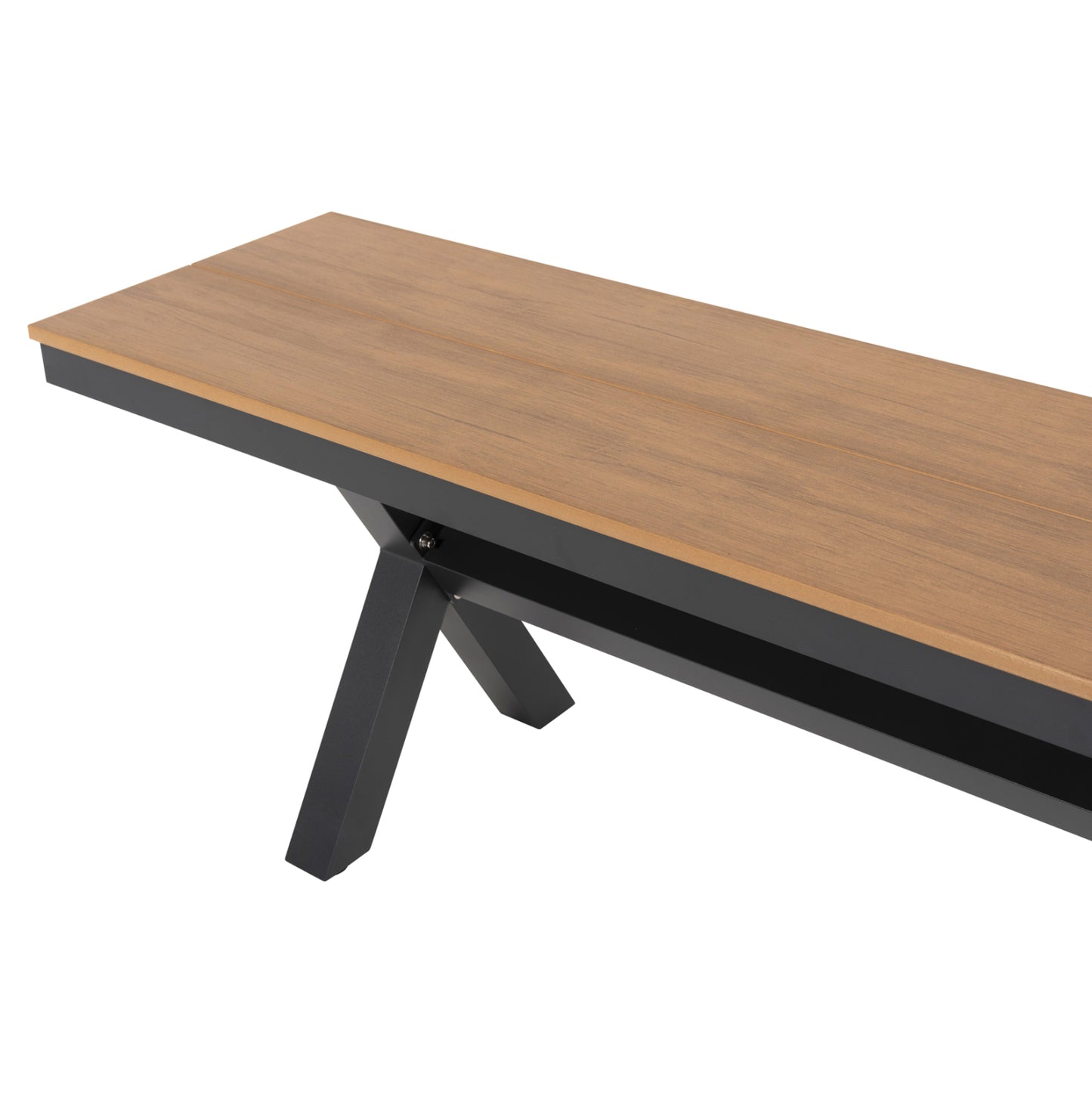 Aluminum Bench Tawnee Hm6040.01 Anthracite- Polywood Seat In Natural Wood Color 220x36x44,5hcm.
