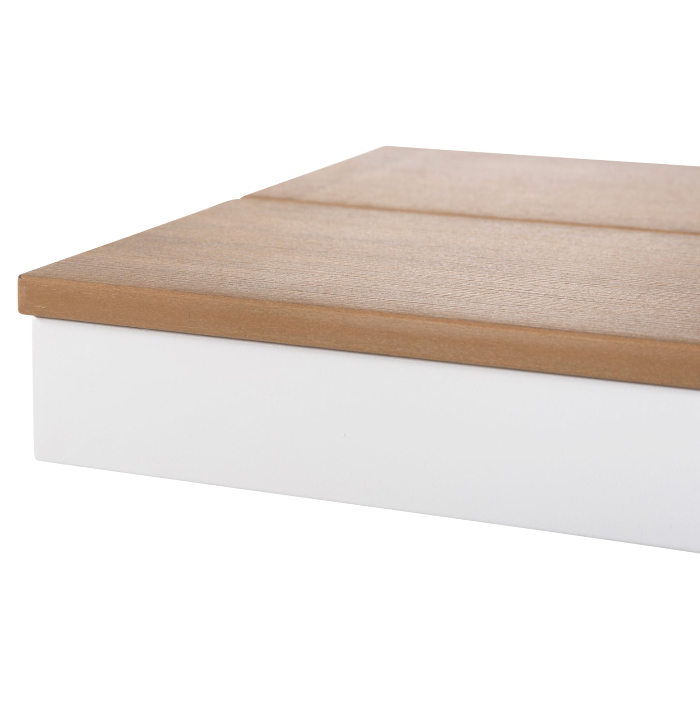 Aluminum Bench Tawnee Hm6040.02 White With Polywood Seat In Natural Wood Color 220x36x44,5hcm.