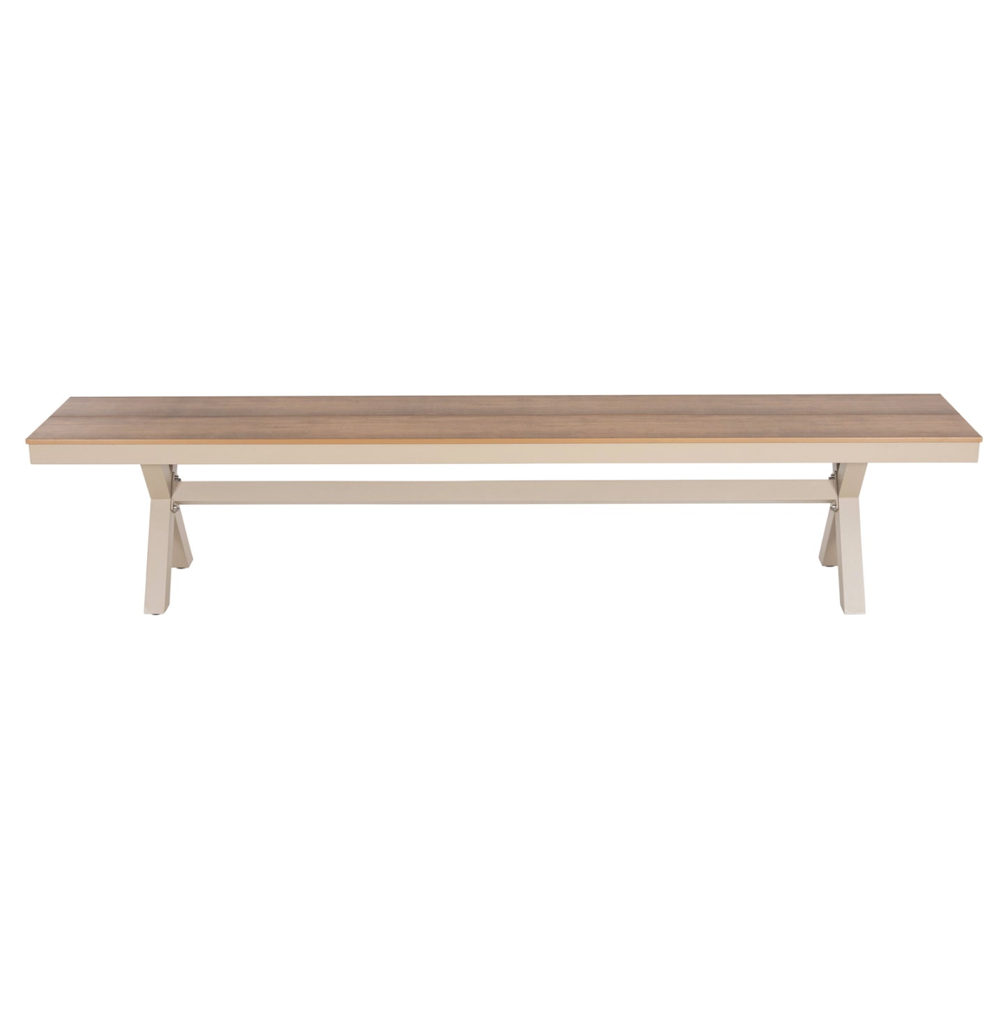 Aluminum Bench Tawnee Hm6040.04 Champagne Color- Polywood Seat In Natural Wood Color 220x36x44,5hcm.