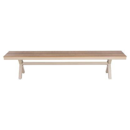 Aluminum Bench Tawnee Hm6040.04 Champagne Color- Polywood Seat In Natural Wood Color 220x36x44,5hcm.