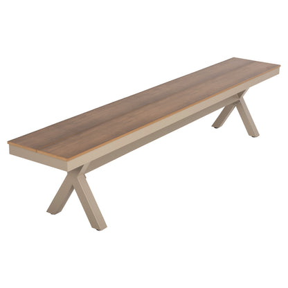 Aluminum Bench Tawnee Hm6040.04 Champagne Color- Polywood Seat In Natural Wood Color 220x36x44,5hcm.