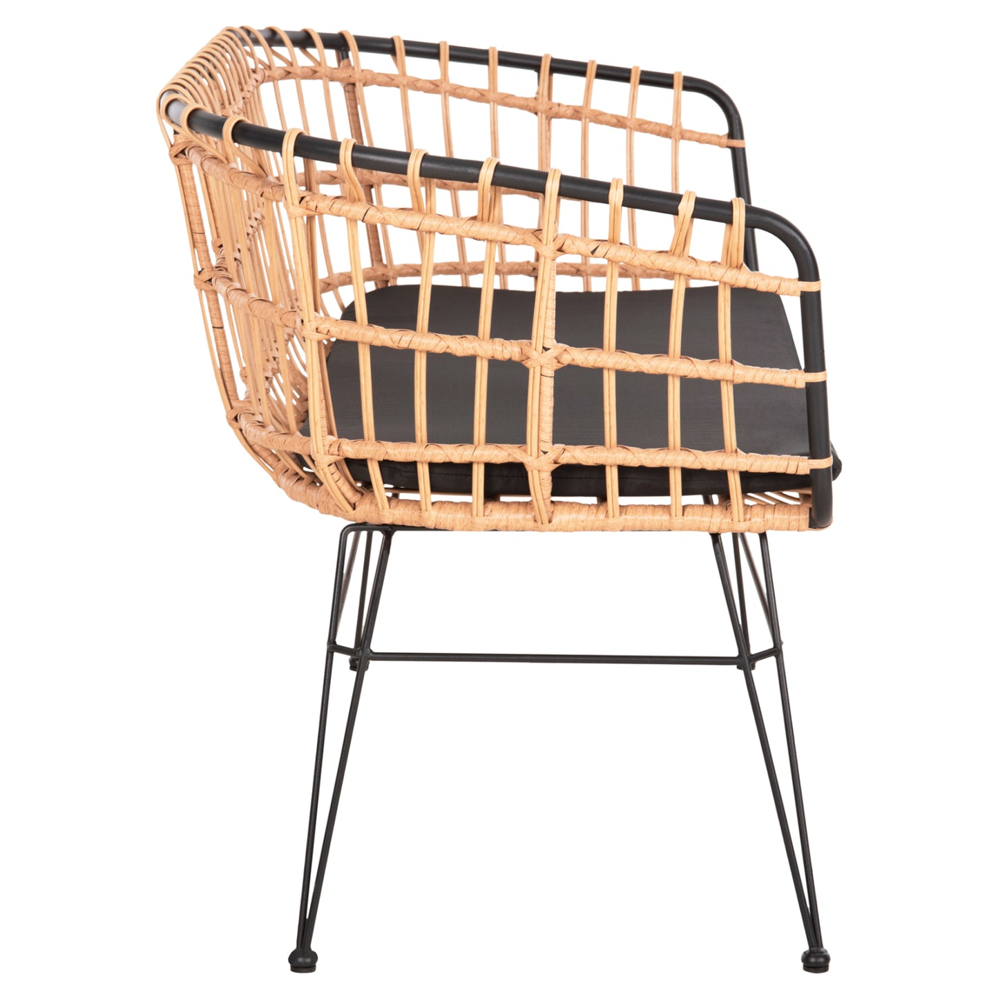 Outdoor Sofa(bench) 2-seater Allegra Hm5692.11 P.e.rattan In Beige-black Metal Frame 125x60x77hcm.