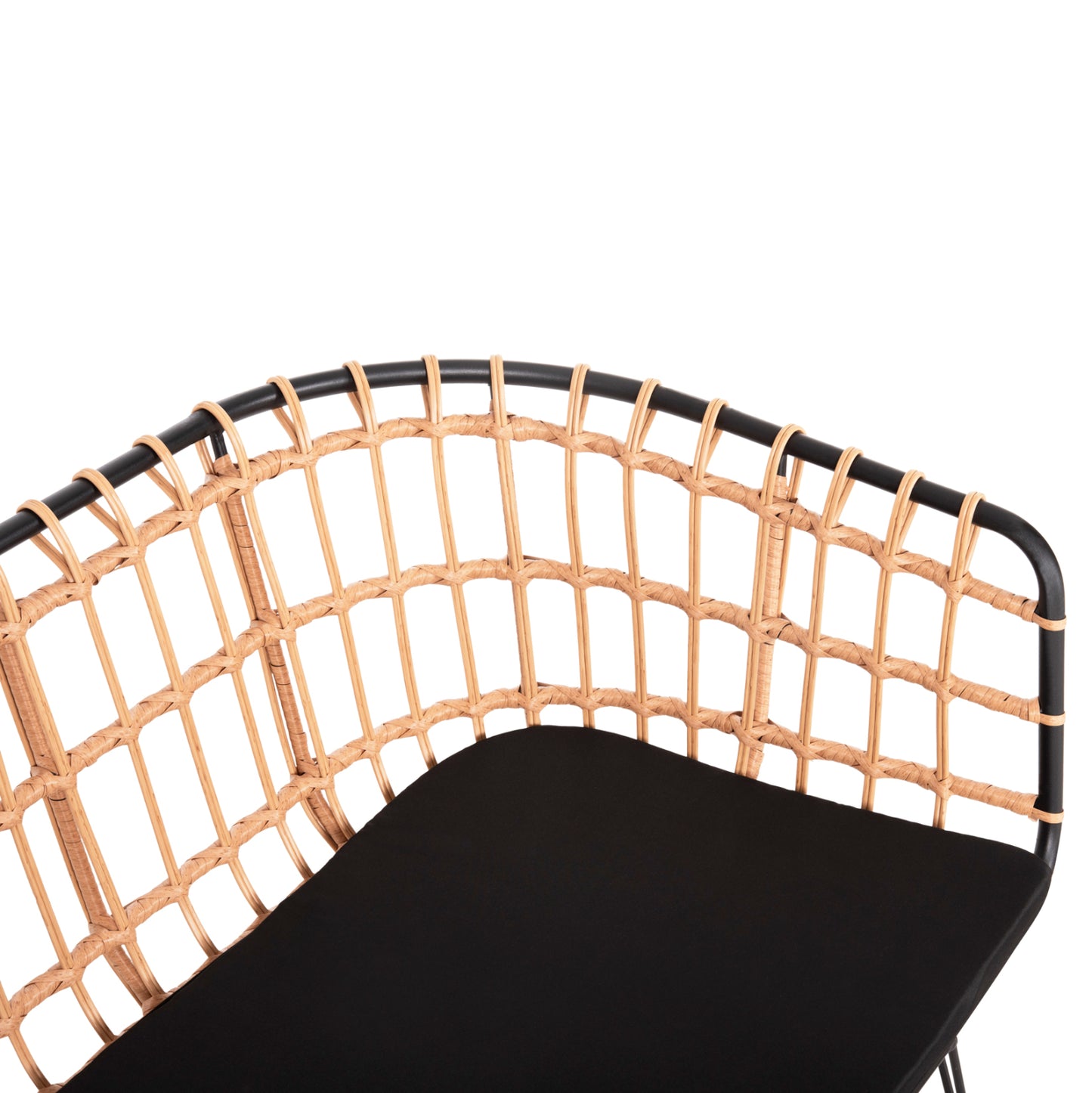 Outdoor Sofa(bench) 2-seater Allegra Hm5692.11 P.e.rattan In Beige-black Metal Frame 125x60x77hcm.