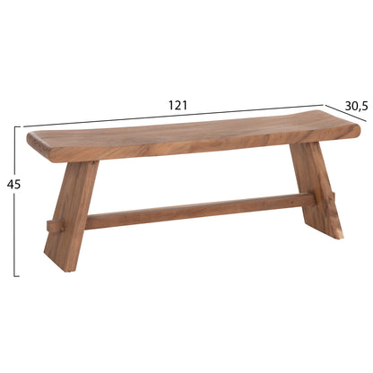 Outdoor 2-seater Bench Konny Hm18450 Suar Wood In Natural 121x30.5x45hcm.
