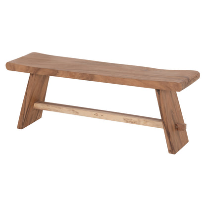 Outdoor 2-seater Bench Konny Hm18450 Suar Wood In Natural 121x30.5x45hcm.
