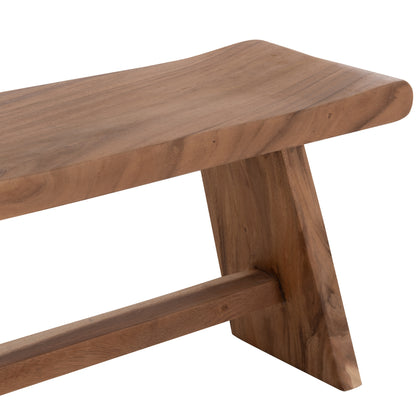 Outdoor 2-seater Bench Konny Hm18450 Suar Wood In Natural 121x30.5x45hcm.