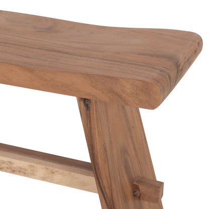 Outdoor 2-seater Bench Konny Hm18450 Suar Wood In Natural 121x30.5x45hcm.