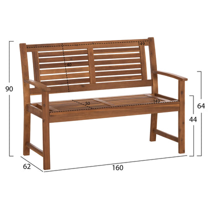 Outdoor Bench 2-seater Danny Hm6547 Acacia Wood In Natural Color 122x60x92hcm