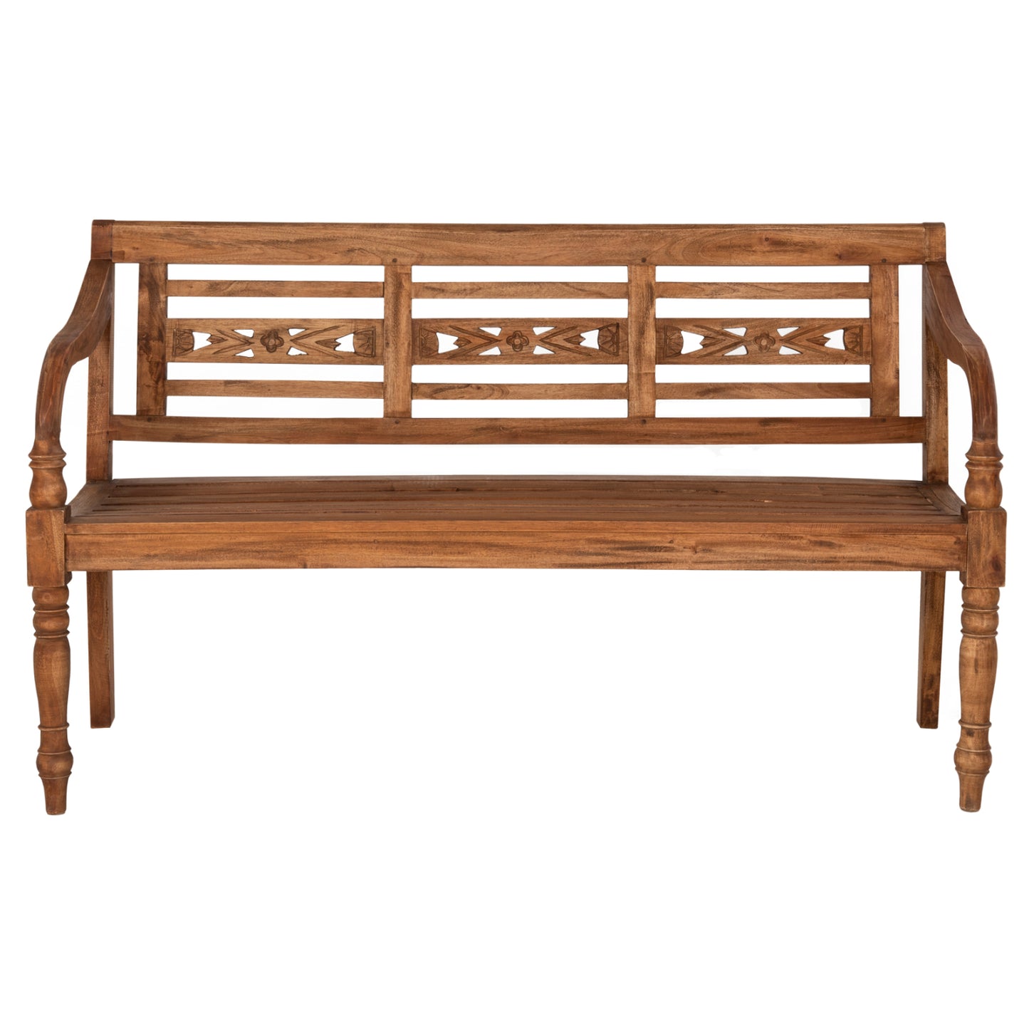 Outdoor Bench Hm7903 Solid Mahogany Wood In Natural With Backrest And Arms 148x54x90hcm.