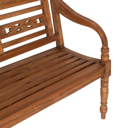 Outdoor Bench Hm7903 Solid Mahogany Wood In Natural With Backrest And Arms 148x54x90hcm.