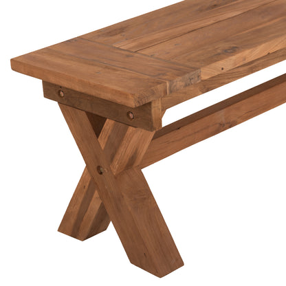 Outdoor Bench Hm9564 Recycled Teak Wood In Natural Color 220x40x45hcm.