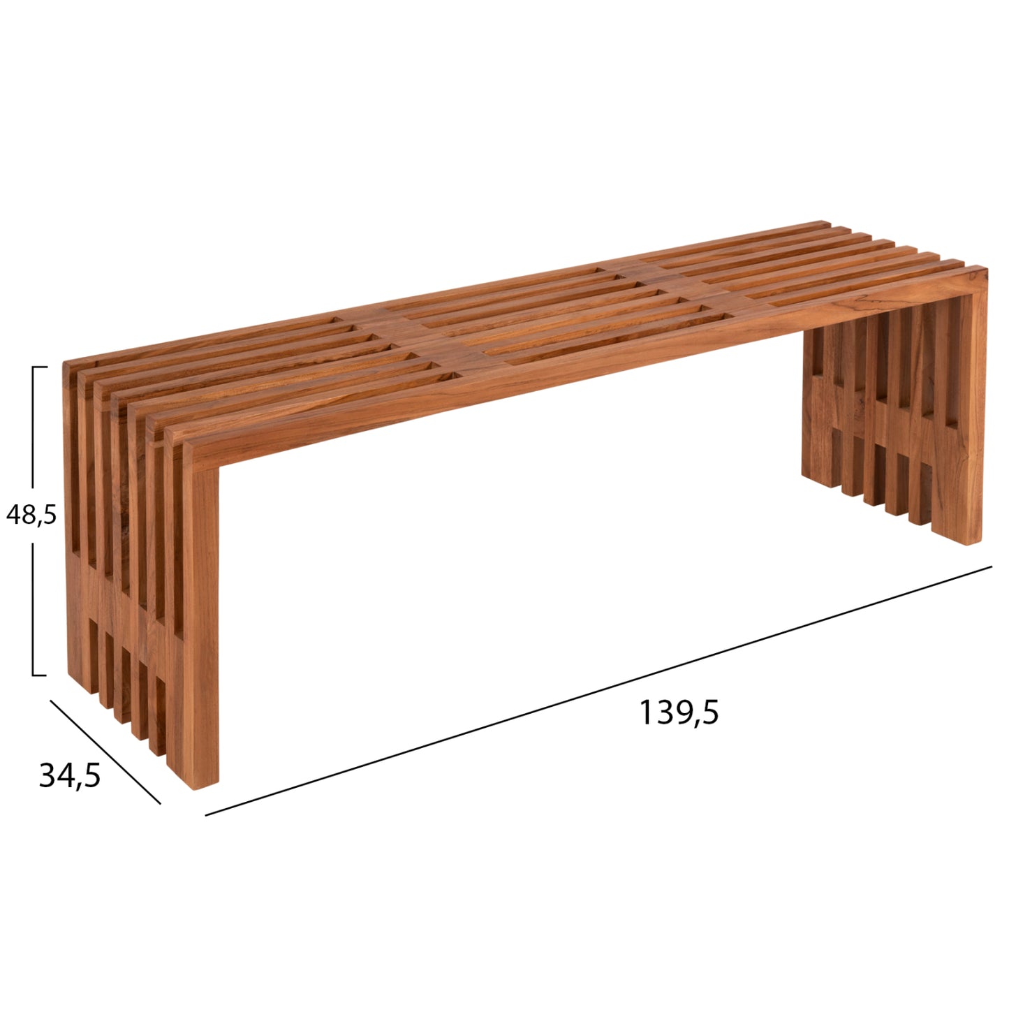 Bench Nya Hm9829 Solid Teak Wood 139,5x34,5x48,5hcm.