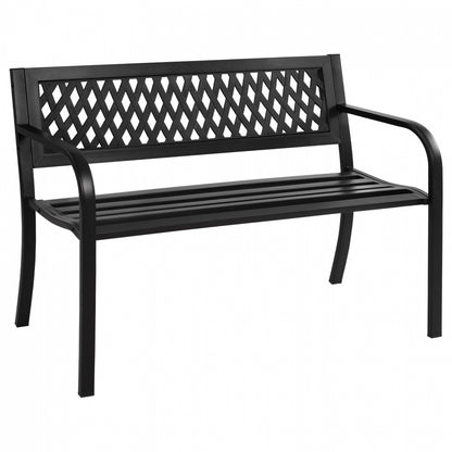 Bench Octavio Hm5531 Metal Frame-polypropylene Backrest In Black Color 120x50x76hcm.