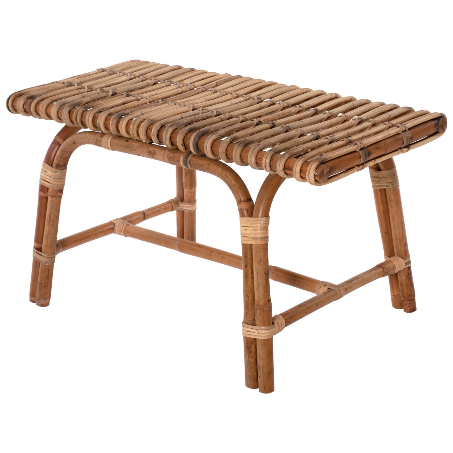 Bench Made Of Rattan Natural Color 90x42x48hcm.hm9480
