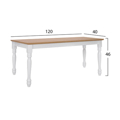 Bench For Dining Table Hm8281 Natural Seat White Frame 120x40x46 Cm