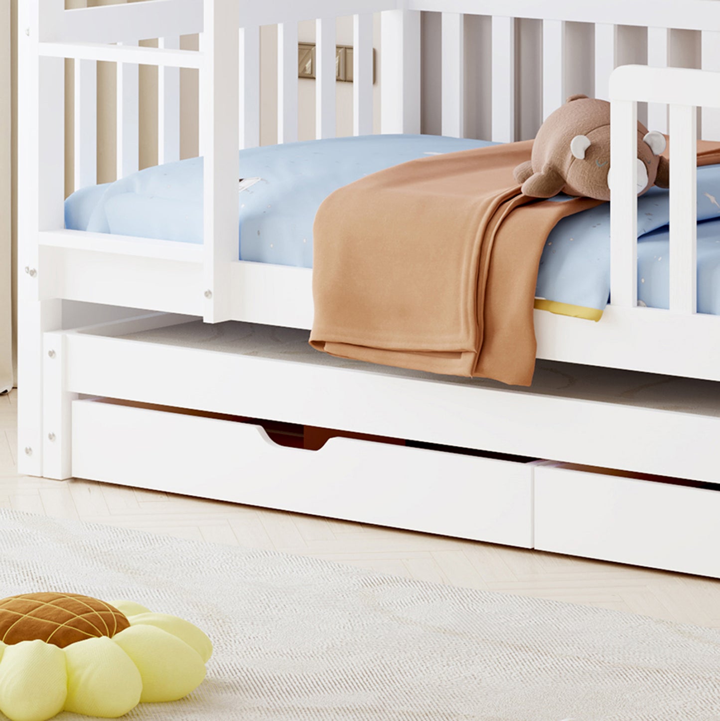 Children's Bunkbed With 3 Beds & 2 Drawers Triplon Hm709.03 Pine Wood 90x190-200cm